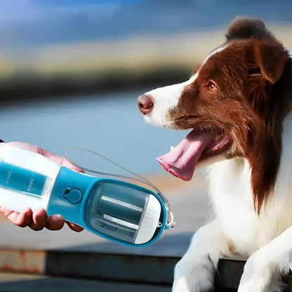 3-in-1 Portable Pet Water Bottle with Food Container & Waste Bag Holder – Leak-Proof Travel Bottle for Dogs & Cats